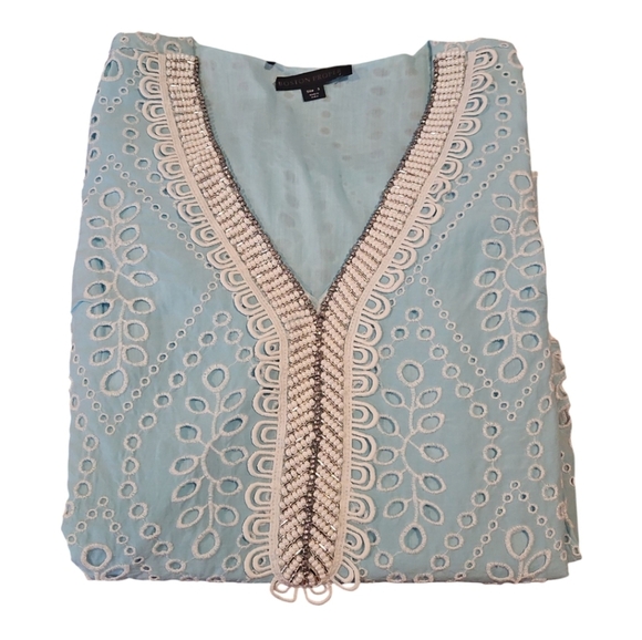 NWOT Boston Proper Top Tunic Eyelet Embellished Blue Sz S - Picture 9 of 9